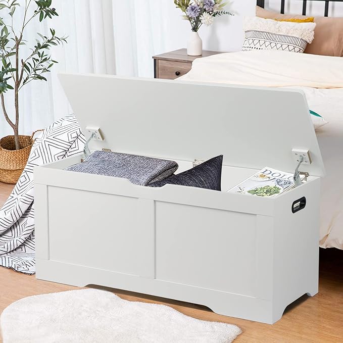 39.4" Storage Chest, Wooden Storage Bench, Lift Top Toy Chest - Image 8