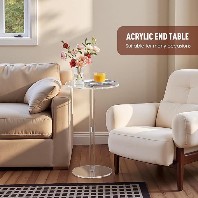 11.8" Round Clear Acrylic End Table - Image 6