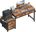 Lufeiya Computer Desk with Fabric File Drawers Cabinet, 57 Inch Home Office by LUFEIYA
