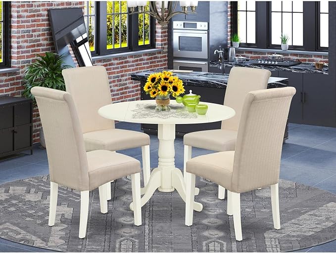 East West Furniture DLBA5-WHI-01 5 Piece Dining Table Set - Image 6