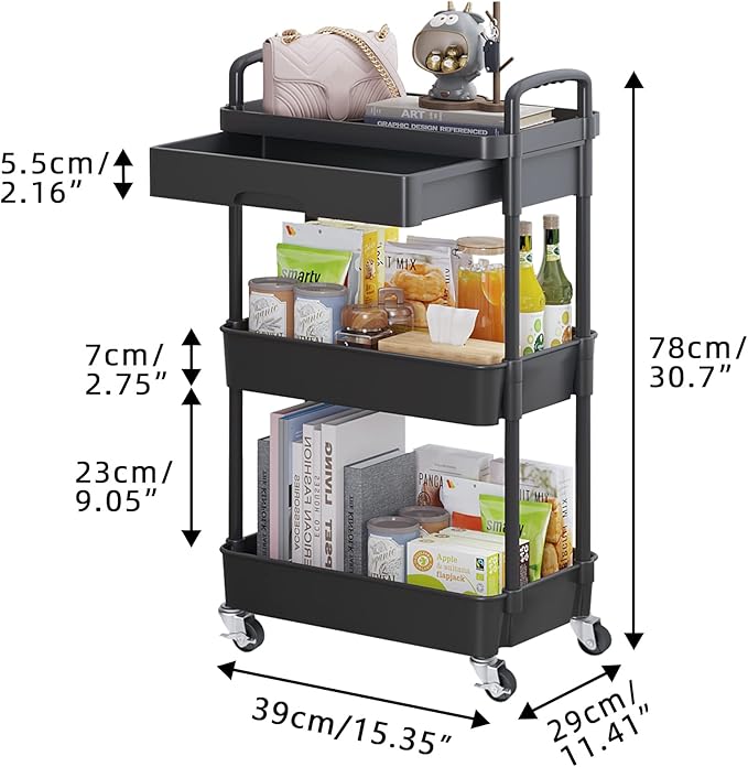 Calmootey 3-Tier Rolling Utility Cart - Image 5
