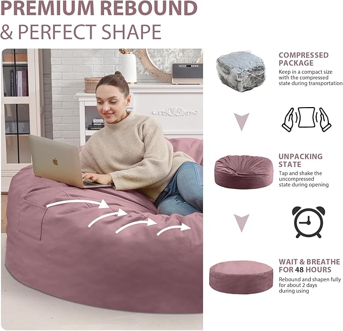 7FT Bean Bag Chair, Large Bean Bag Chairs - Image 6