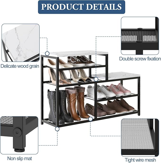 Shoe Rack Bench for Entryway, Free Standing Shoe Storage Organizer for Front - Image 4
