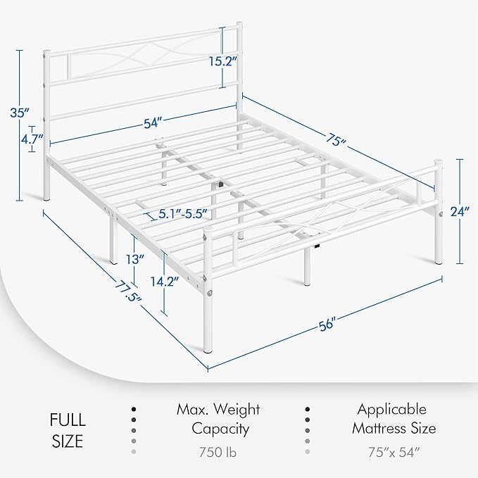 Yaheetech Metal Full Size Bed Frame, Platform Bed Frame, Mattress Foundation - Image 2