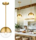 LMS Mid Century Pendant Light Fixtures, Brushed Gold Farmhouse Pendant Light by LMS