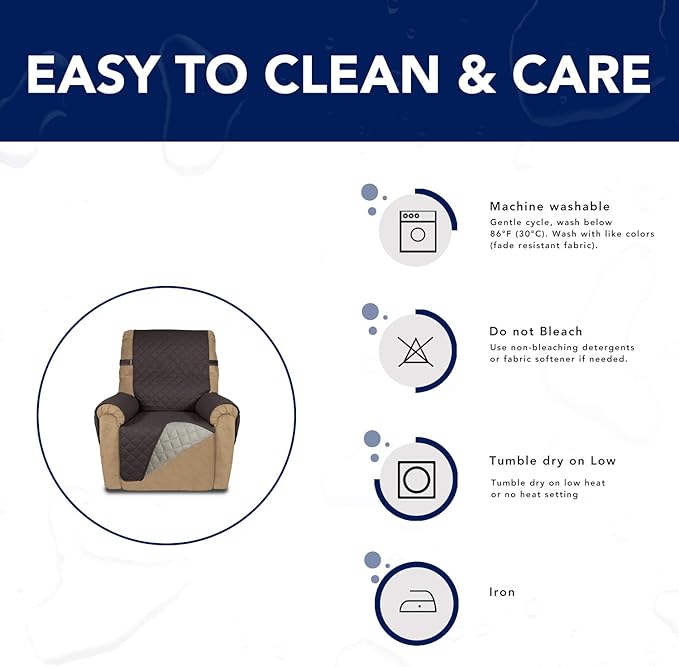 PureFit Reversible Sofa Cover Water Resistant Recliner Couch Cover, Machine - Image 7