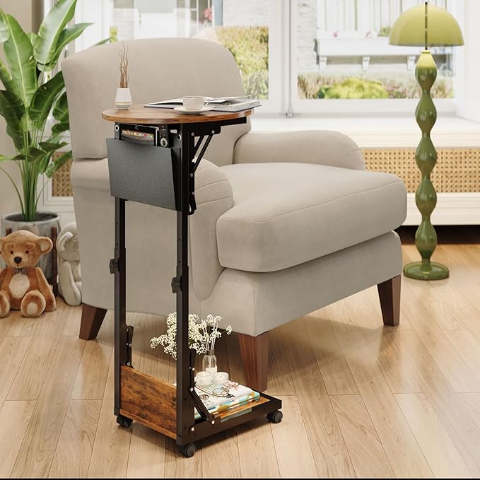 Folding C Shaped End Table, Small Side Table - Image 7