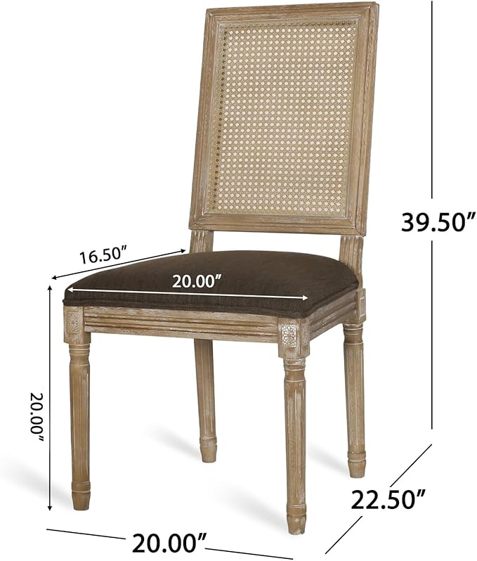 Merax Upholstered Solid Wood Dining Chairs Set of 2, French Country Style - Image 2
