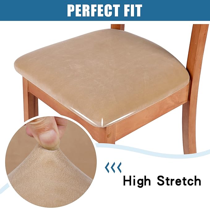 Smiry Velvet Seat Covers for Dining Room Chair Set of 2, Stretch Fit Removable - Image 4