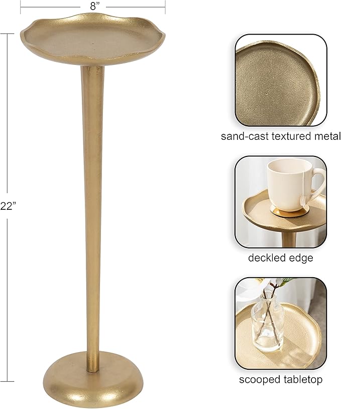 Kate and Laurel Alessia Modern Decorative Metal Drink Table; 8 x 8 x 22; Gold; - Image 3