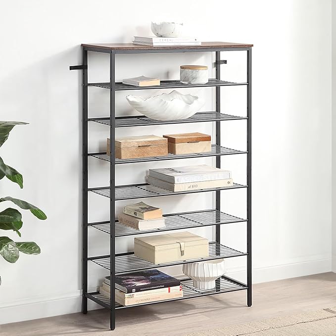 8-Tier Shoe Rack Organizer, Metal Mesh Shoe Storage Shelf, - Image 7
