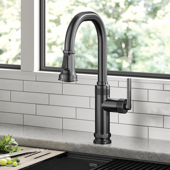 KRAUS Allyn Industrial Pull-Down Single Handle Kitchen Faucet in Spot-Free - Image 2