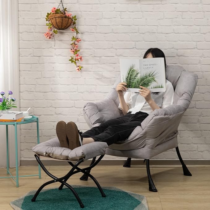 HollyHOME 15" Folding Footrest Stool, Upholstered Small Foldable Ottoman - Image 8