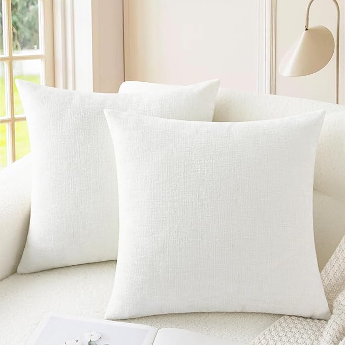 CaliTime Throw Pillow Covers Decorative 24 X 24 Inches Pack of 2 Cozy Chenille by CaliTime