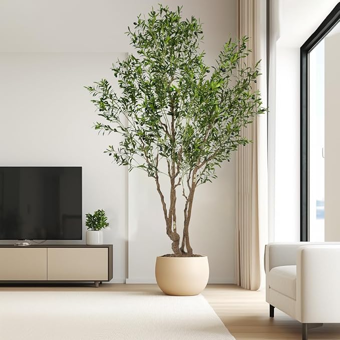 Artificial Olive Tree - 9ft Tall Fake Olive Plant in Pot - Faux Silk Tree - Image 5