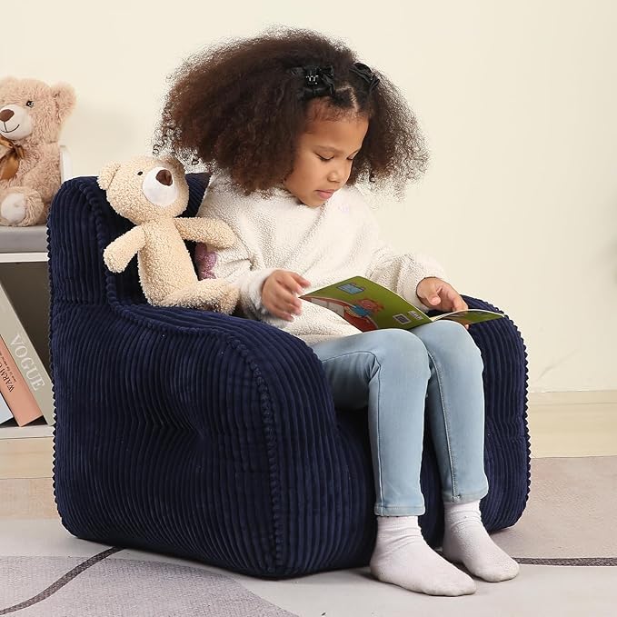 Kids Bean Bag Chair with a Plush Bear, Comfy Toddler Chair - Image 7