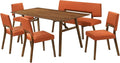 Armen Living Channell Mid Century Modern 6 Piece Walnut Wood Dining Table Set by ArmenLiving