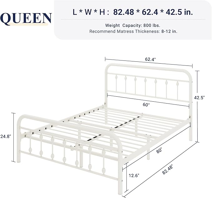 Allewie 14 Inches Queen Size Metal Platform Bed Frame - Image 2