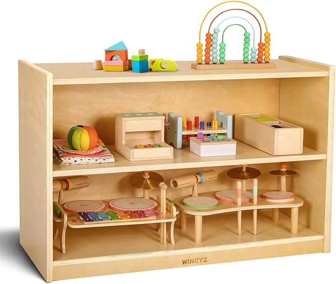 wingyz Wooden Storage Cabinet, 2-Tier Kids Toy Storage Organizer, Spacious by wingyz