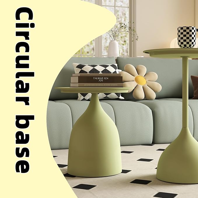 hitsuki Green Nesting Coffee Table Set of 2 Funky Colorful Round Metal End Side - Image 4