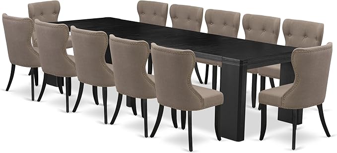 X12SI-006-48 - 13-piece Modern Dining Room Table Set a Rectangular Kitchen - Image 2