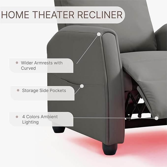 Recliner Chair for Adults PU Leather Push Back Armchair - Image 5