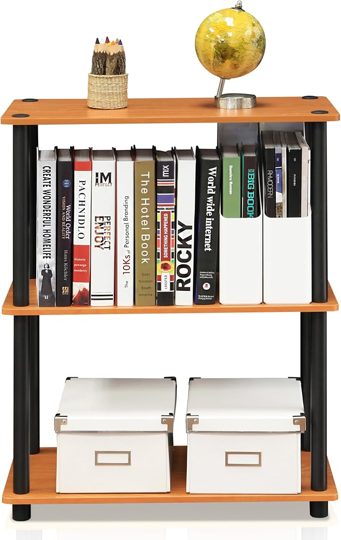 Furinno Turn-N-Tube 3-Tier Compact Multipurpose Shelf Display Rack, Light Cherry - Image 3