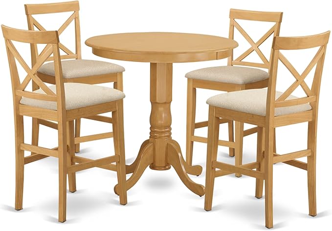 East West Furniture JAPB5-OAK-C 5 Piece Counter Height Pub Set Includes a Round by EastWestFurniture