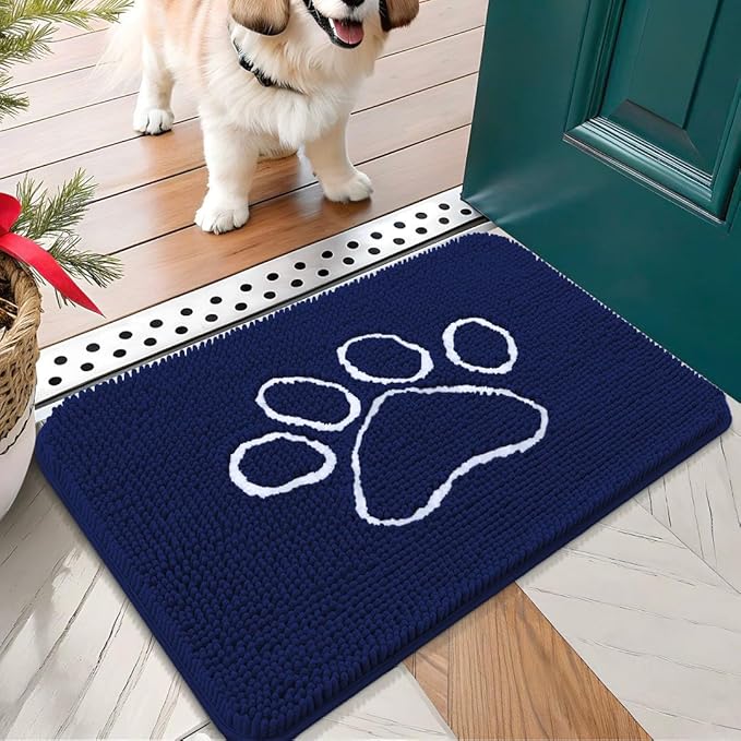 OLANLY Door Mat for Muddy Dog Paws 24x16, Ultra Absorbent Chenille Mud Doormat by OLANLY