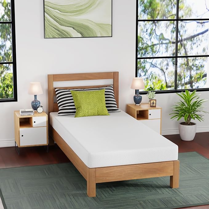 FDW | 6 Inch Twin XL Mattress | Medium Firm | Gel Memory Foam Mattress | White by FDW