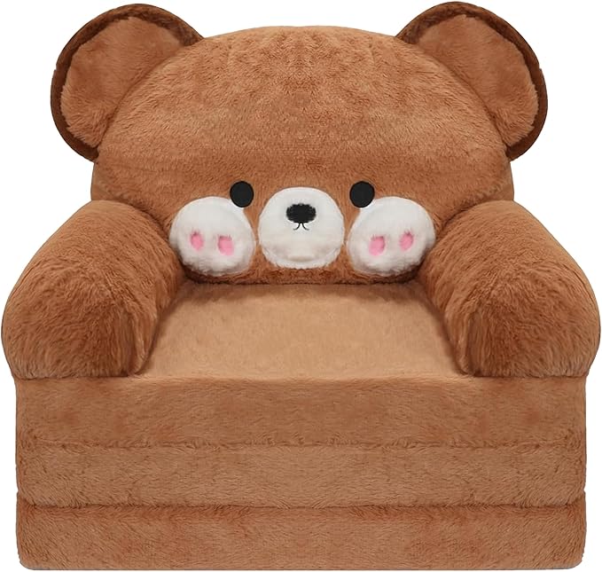 MONKISS Kids Couch, Comfy Toddler Chair, 2 in 1 Fold Out Kids Sofa to Lounger by MONKISS