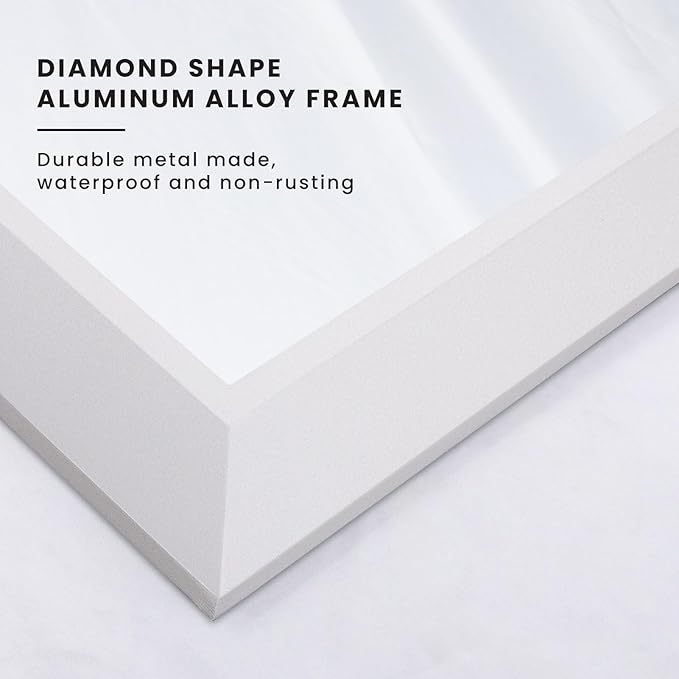 Amorho Bathroom Mirror, 72 X32 Inch White Thick Metal Framed Wall Mirrors - Image 2