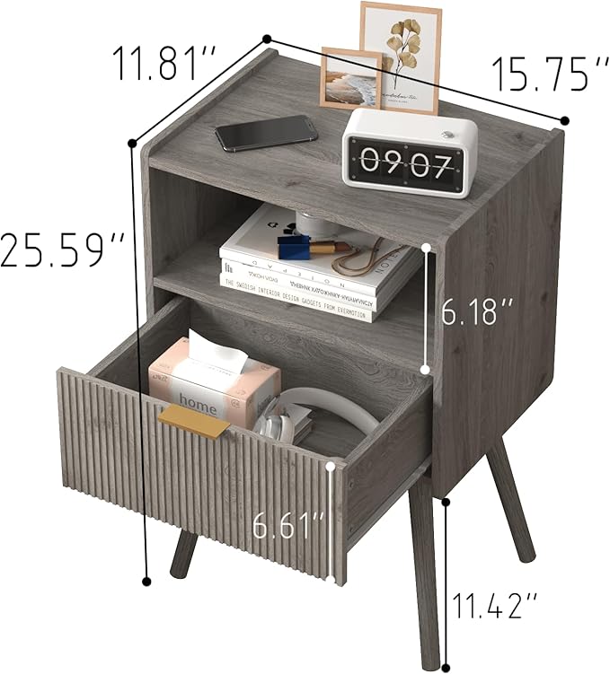 Nightstand, Modern Bedside Table - Image 2