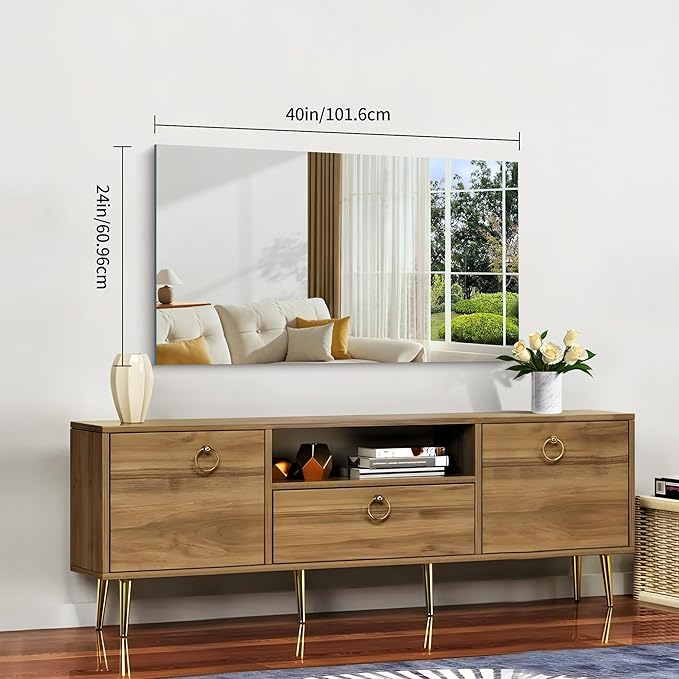 Frameless Mirror, 24x40 Inch Rectangle Bathroom Mirrors - Image 3