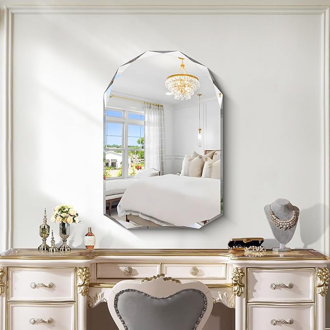 KOCUUY 26"x38" Frameless Mirror, Arched Shape - Image 7