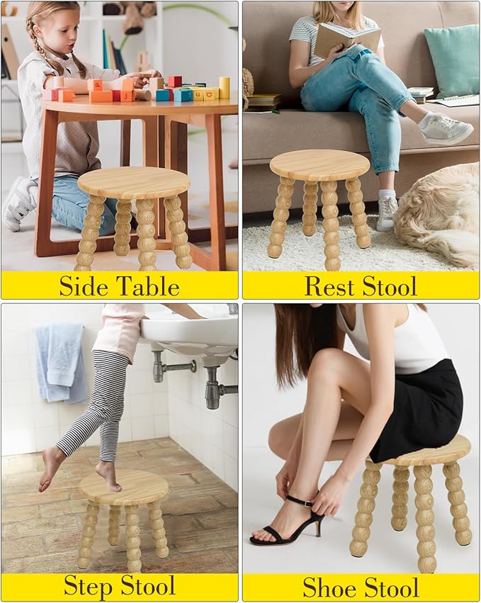 Masupu Solid Wooden Step Stool for Adults Kids, 11 inch Small Foot Stool - Image 6