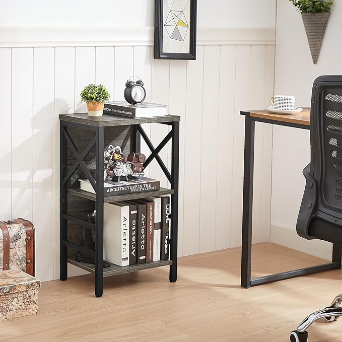 Small Bookcase, 3 Tier Industrial Bookshelf - Image 4