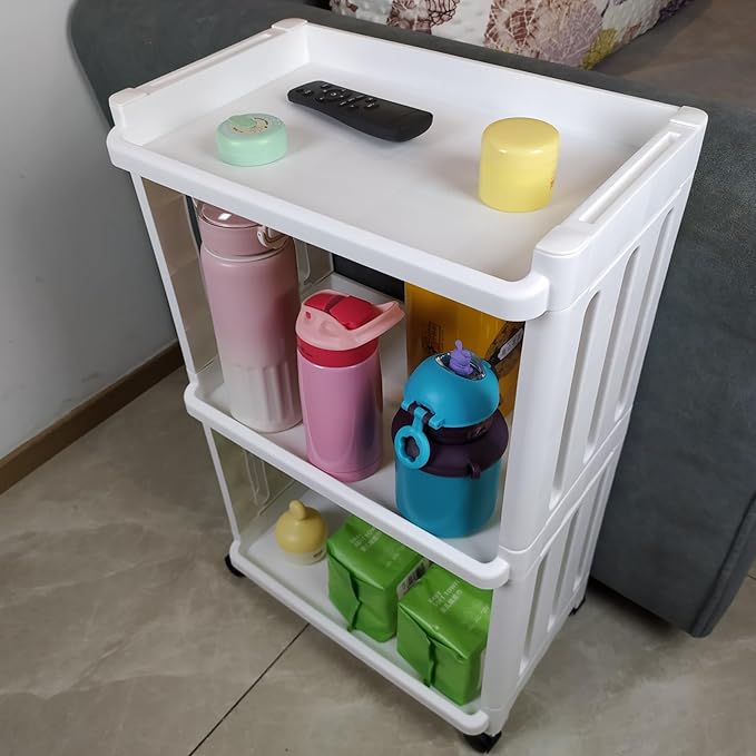 3 Tier Rolling Storage Cart for Bathroom Toilet Side Storage Shelf - Image 8
