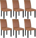 VECELO Upholstered Dining Chairs Set of 6, Modern PU Leather Accent Parsons by VECELO