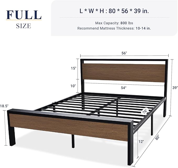 Allewie Full Size Platform Bed Frame - Image 2
