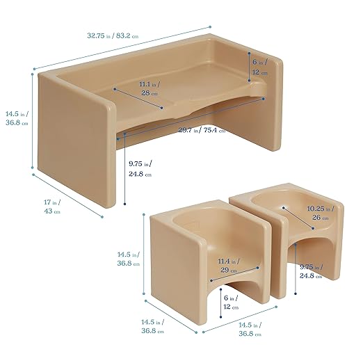 ECR4Kids Tri-Me Table and Cube Chair Set - Image 2