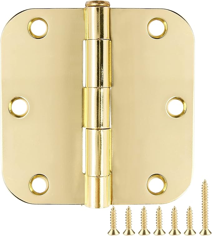 12 Pack Interior Door Hinges 3.5 inch X 3-1/2" 5/8 Radius, Polished Brass 3 ½" by TDCHINGES