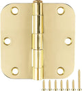 6 Pack Rounded Door Hinges 3.5 inch X 3-1/2" 5/8 Radius, Polished Brass 3 ½ by TDCHINGES