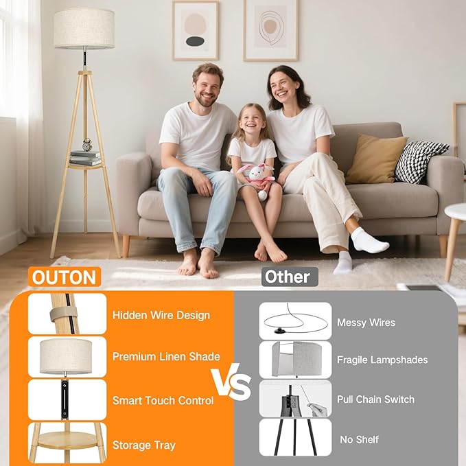 OUTON Wood Tripod Floor Lamp - Image 3