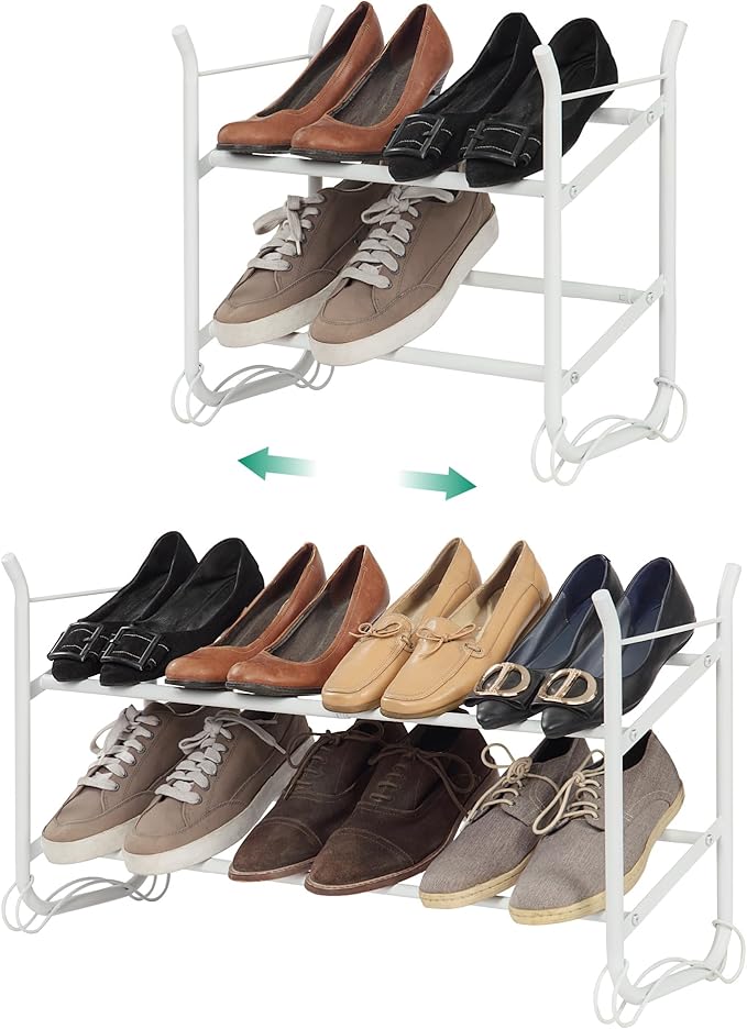 SunnyPoint Expandable & Stackable 2-Tier Shoe Rack – Adjustable Shoe Organizer by SunnyPoint