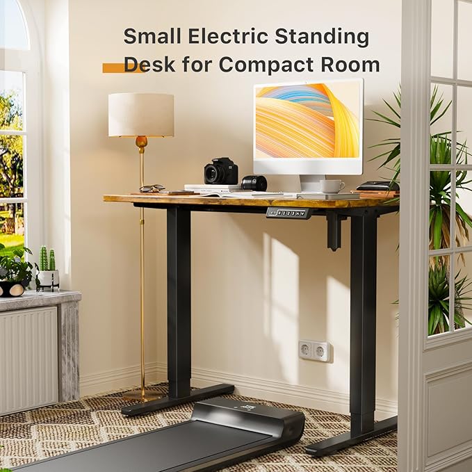 JOY worker Small Electric Standing Desk, Rustic Brown - Image 3