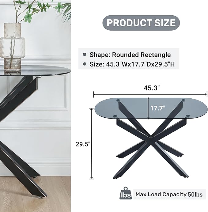 Modern Glass Oval Console Table, Entryway Hallway Narrow Sofa Table, Entrance - Image 2