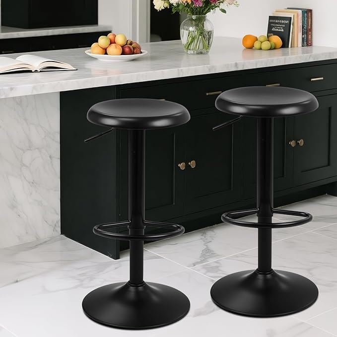 Bar Stools - 2 Pack, Adjustable Swivel Height Counter Bar Stool, Modern Metal - Image 7