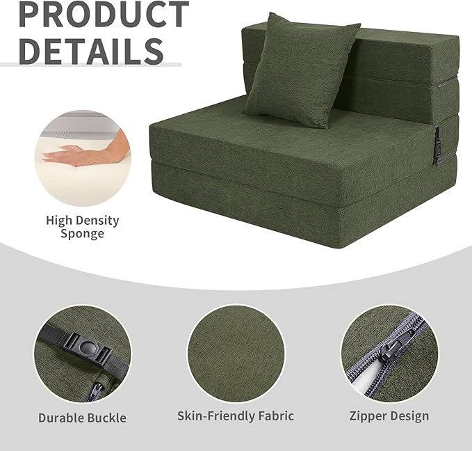 Folding Sofa Bed, High-Density Memory Foam Sofa Bed - Image 6