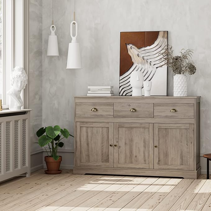 Keyluv Buffet Storage Cabinet, Sideboard Farmhouse Server Bar Wine Cabinet - Image 8